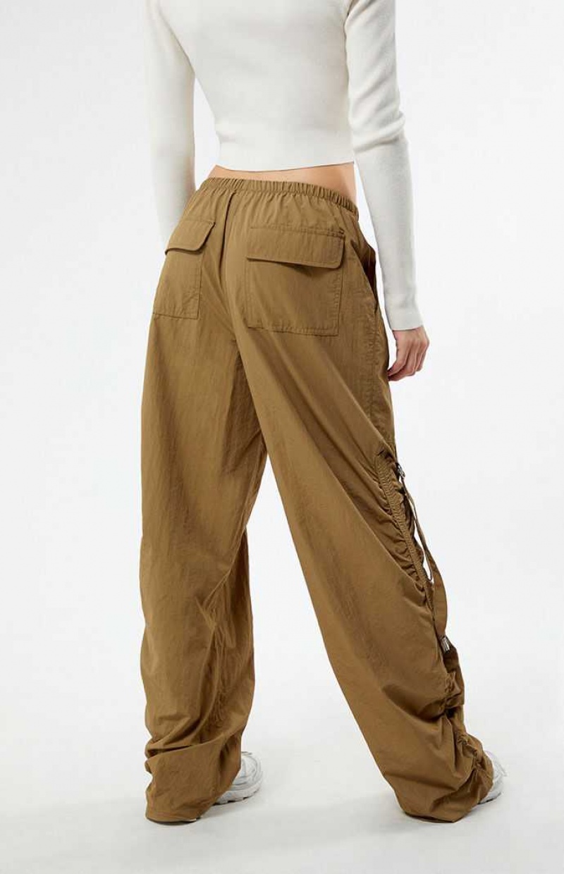 Pantalons PacSun Ruched Low Rise Pull-On Femme Marron | 138265QBD