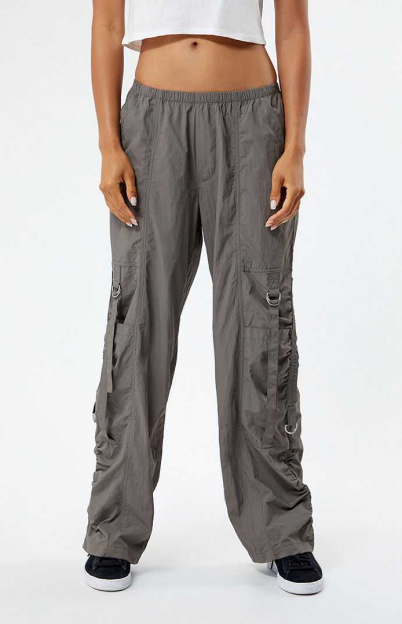 Pantalons PacSun Ruched Low Rise Pull-On Femme Grise | 973641SMU