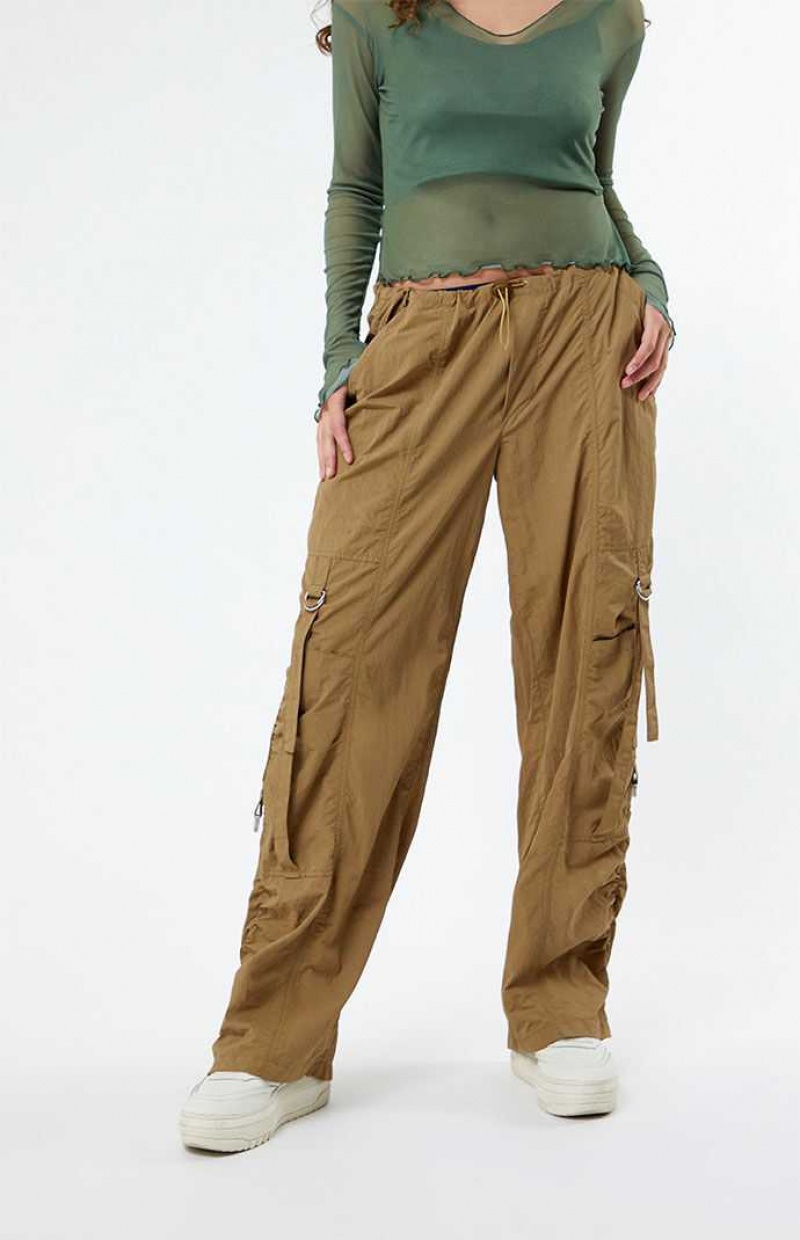 Pantalons PacSun Ruched Parachute Femme Marron | 752349AEW