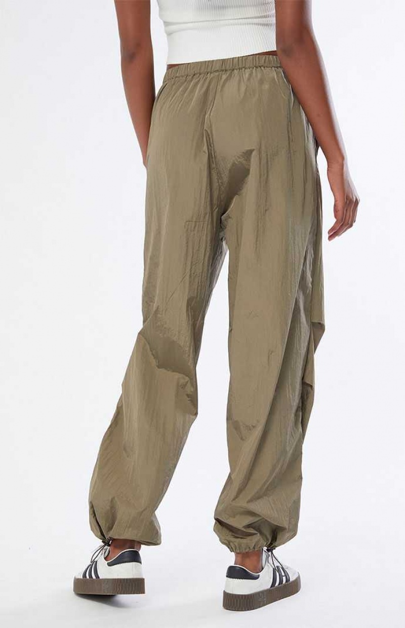 Pantalons PacSun Ruched Shine gy Femme Vert Olive | 256307RGL