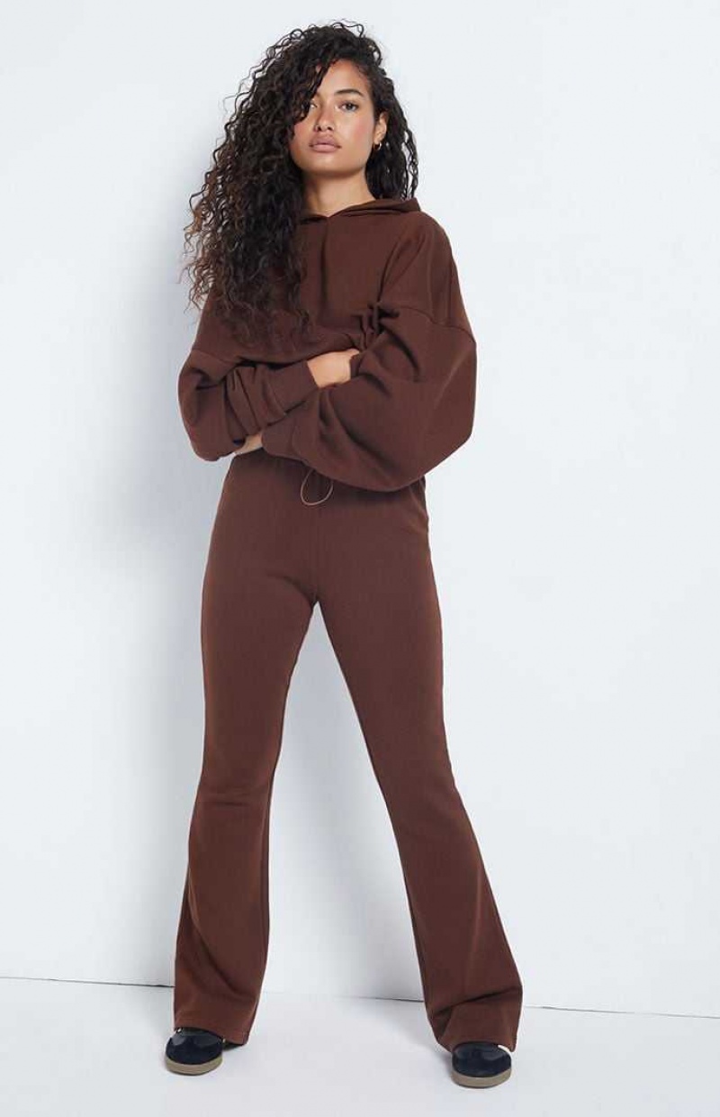 Pantalons PacSun Ryan Bungee Flare Femme Marron | 247018RDV