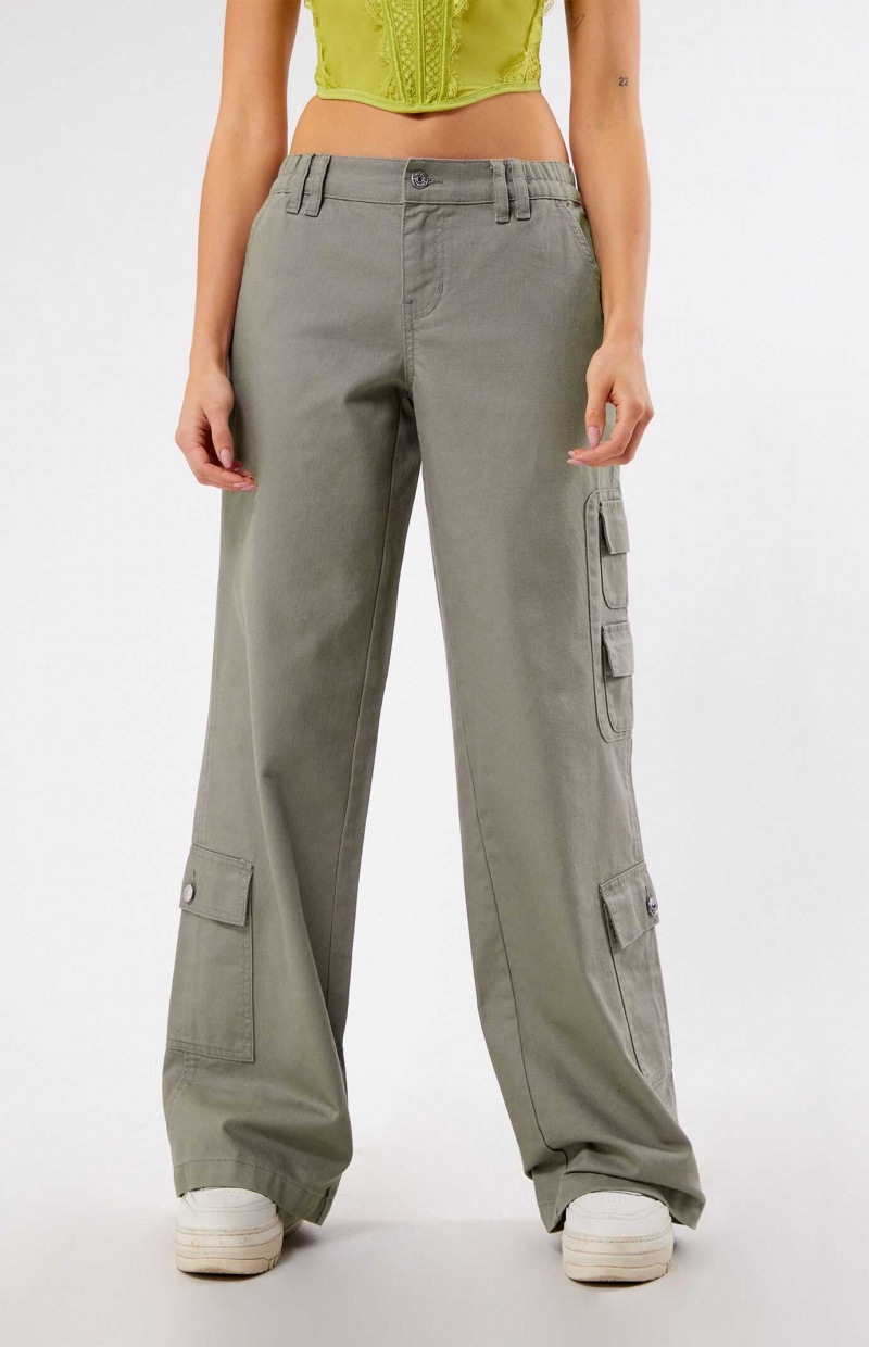 Pantalons PacSun Sage Elastic Taille Low Rise gy Cargo Femme Vert Olive | 743198ZBE