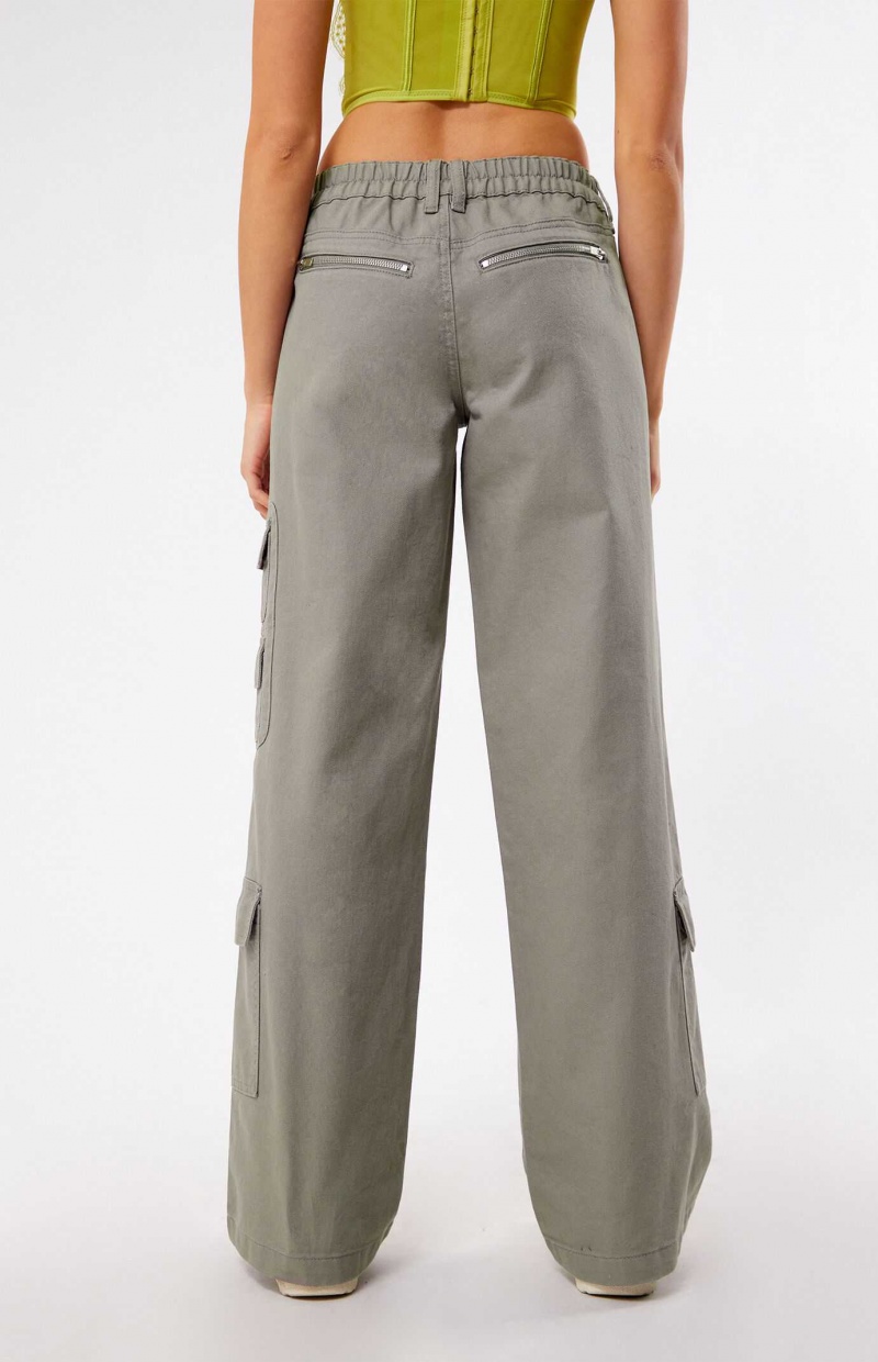 Pantalons PacSun Sage Elastic Taille Low Rise gy Cargo Femme Vert Olive | 743198ZBE