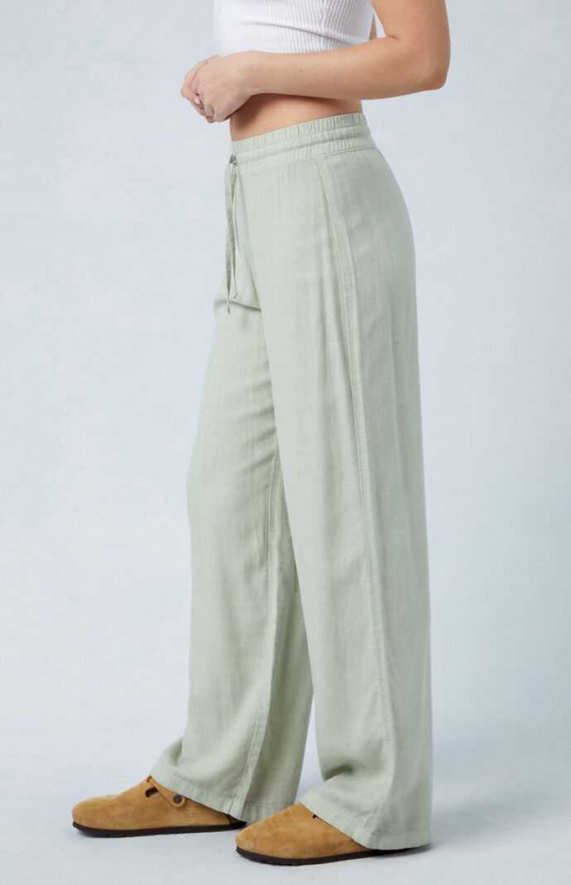 Pantalons PacSun Sage Linen Pull-On Femme Vert Olive | 481560IZN