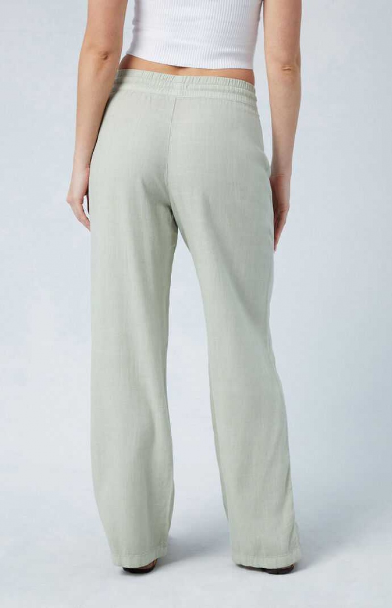 Pantalons PacSun Sage Linen Pull-On Femme Vert Olive | 481560IZN