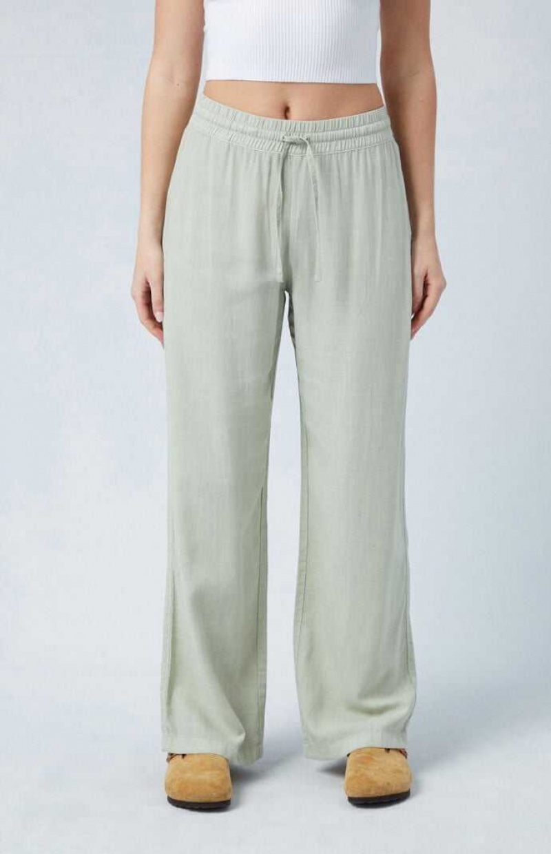 Pantalons PacSun Sage Linen Pull-On Femme Vert Olive | 481560IZN