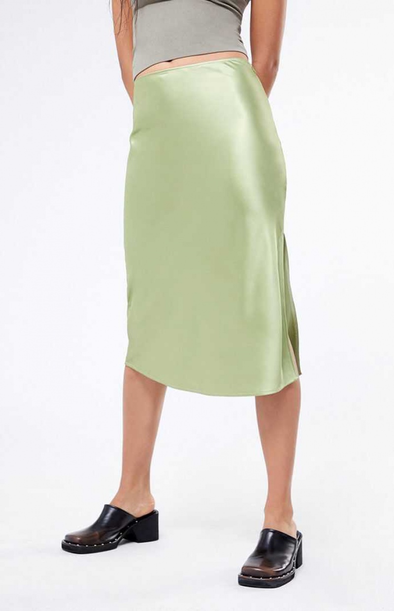 Pantalons PacSun Satin Midi Skirt Femme Vert | 630952DQP