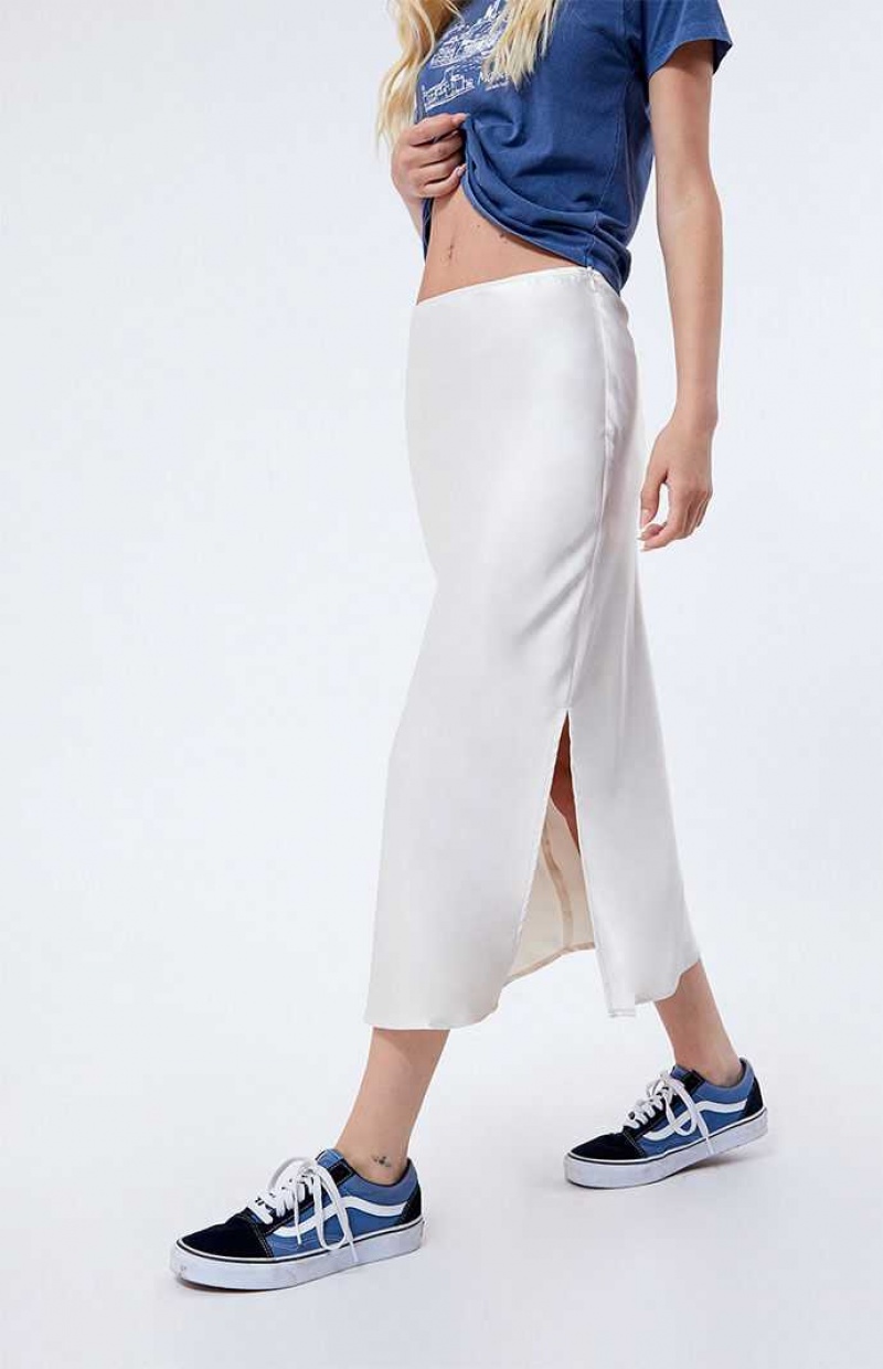 Pantalons PacSun Satin Midi Skirt Femme Beige | 062583CEH