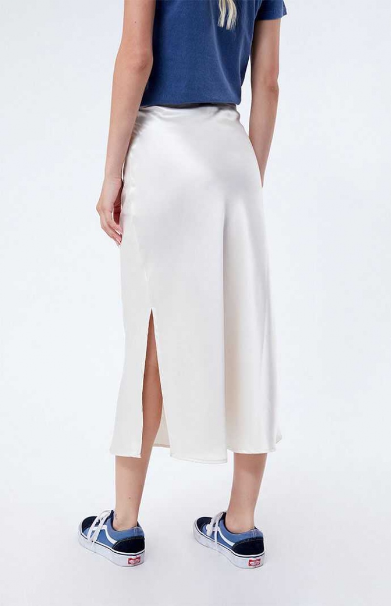 Pantalons PacSun Satin Midi Skirt Femme Beige | 062583CEH