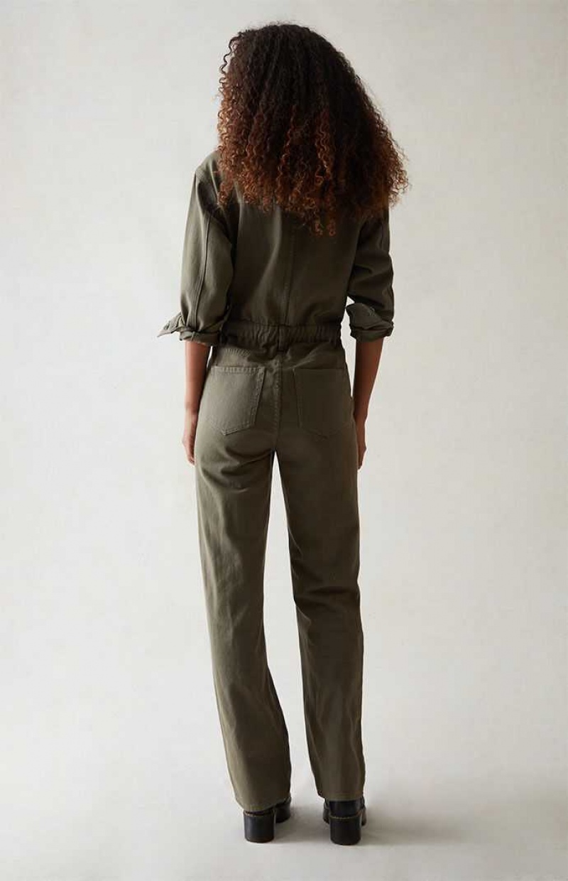 Pantalons PacSun Seaweed Long Sleeve Jumpsuit Femme SEAWEED | 481973EXP