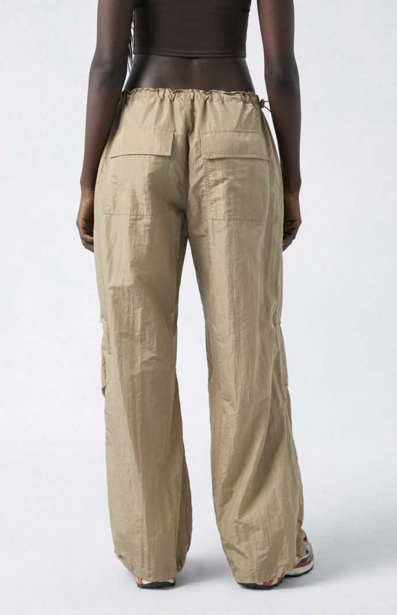 Pantalons PacSun Shine Low Rise Parachute Femme Beige | 936540LBY