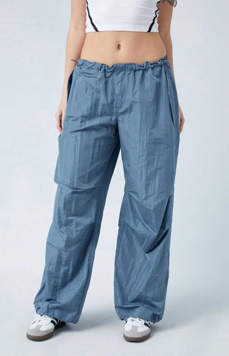 Pantalons PacSun Shine Low Rise Parachute Femme Bleu | 368025CER