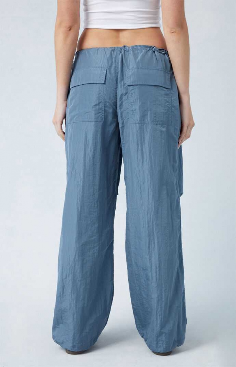 Pantalons PacSun Shine Low Rise Parachute Femme Bleu | 368025CER