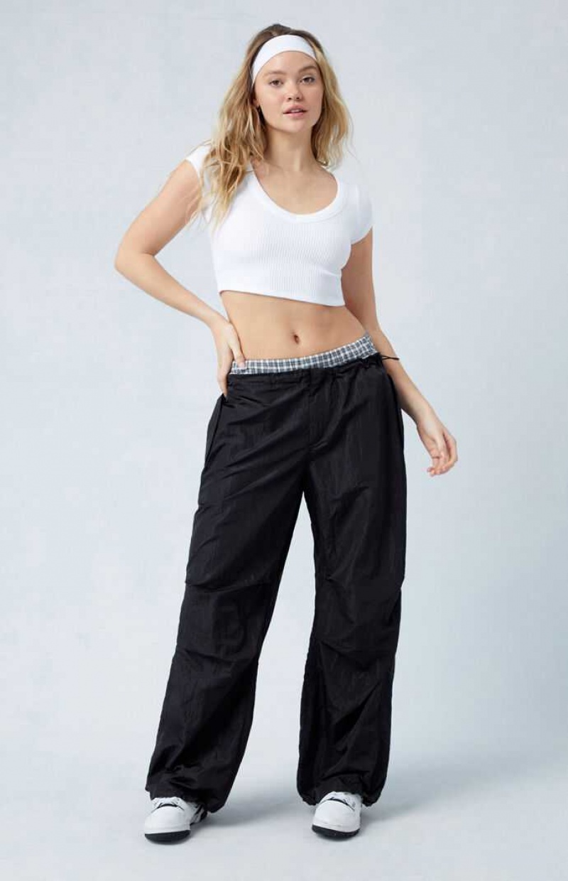 Pantalons PacSun Shine Low Rise Parachute Femme Noir | 845397OXY