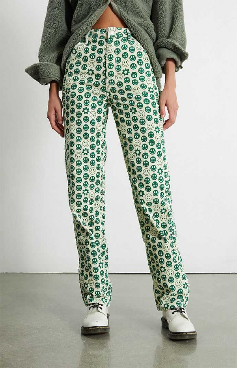 Pantalons PacSun Smile Corduroy Boyfriend Carpenter Femme Vert | 714236RKY