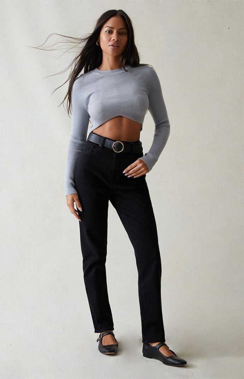 Pantalons PacSun Stretch Black Curve Droit Leg Femme Noir | 256478AQF