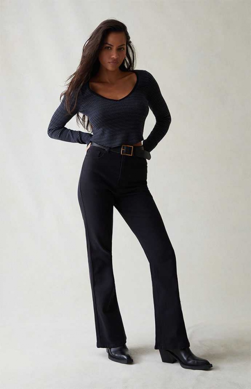 Pantalons PacSun Stretch Black High Waisted Bootcut Femme Noir | 376018QOL