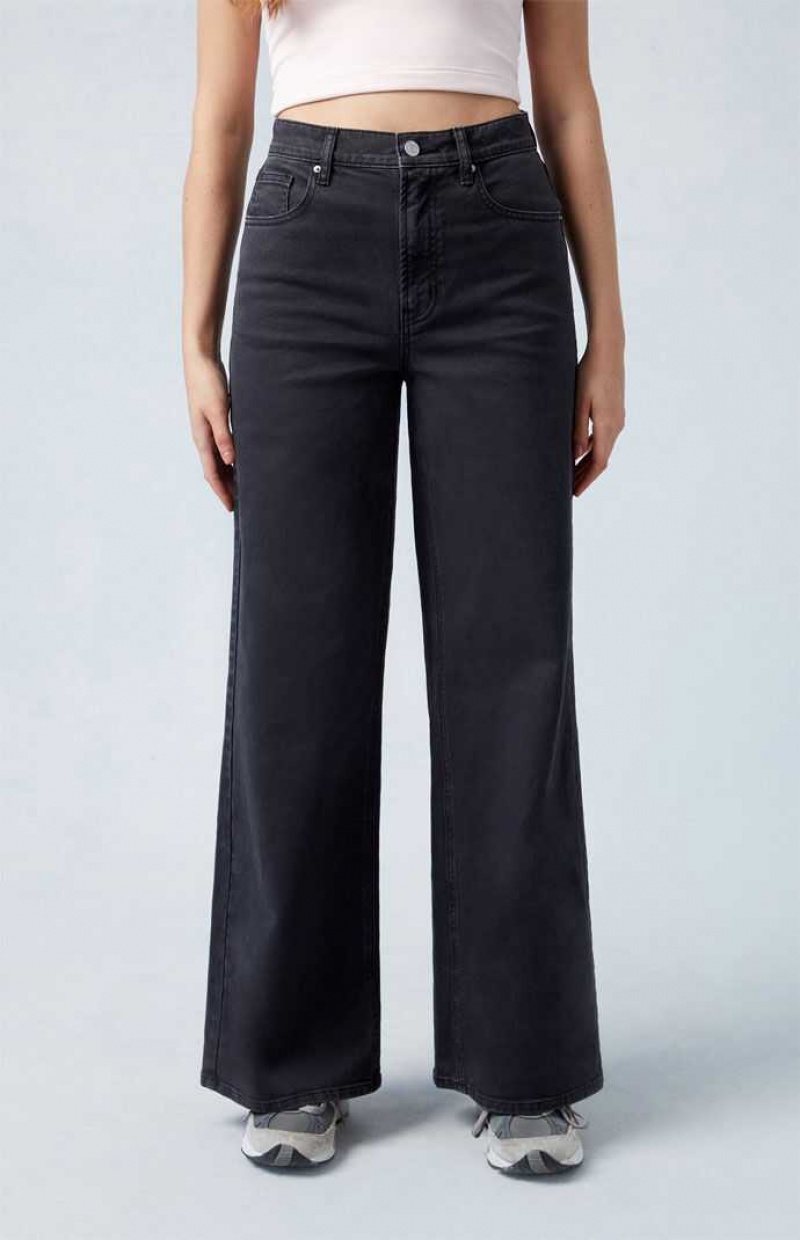 Pantalons PacSun Stretch Black Larges Leg Femme Noir | 620734KCV