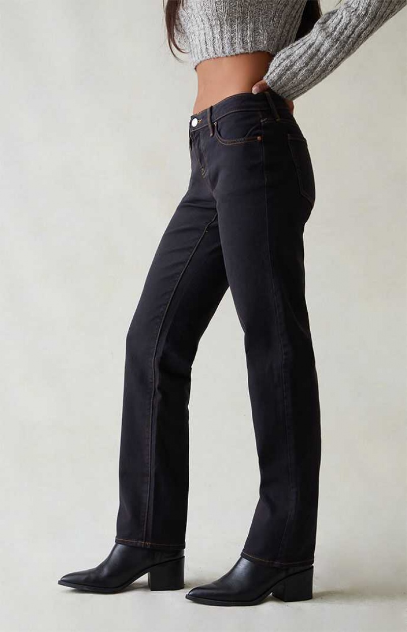 Pantalons PacSun Stretch Black Low Rise Droit Leg Femme Noir | 513284WDX