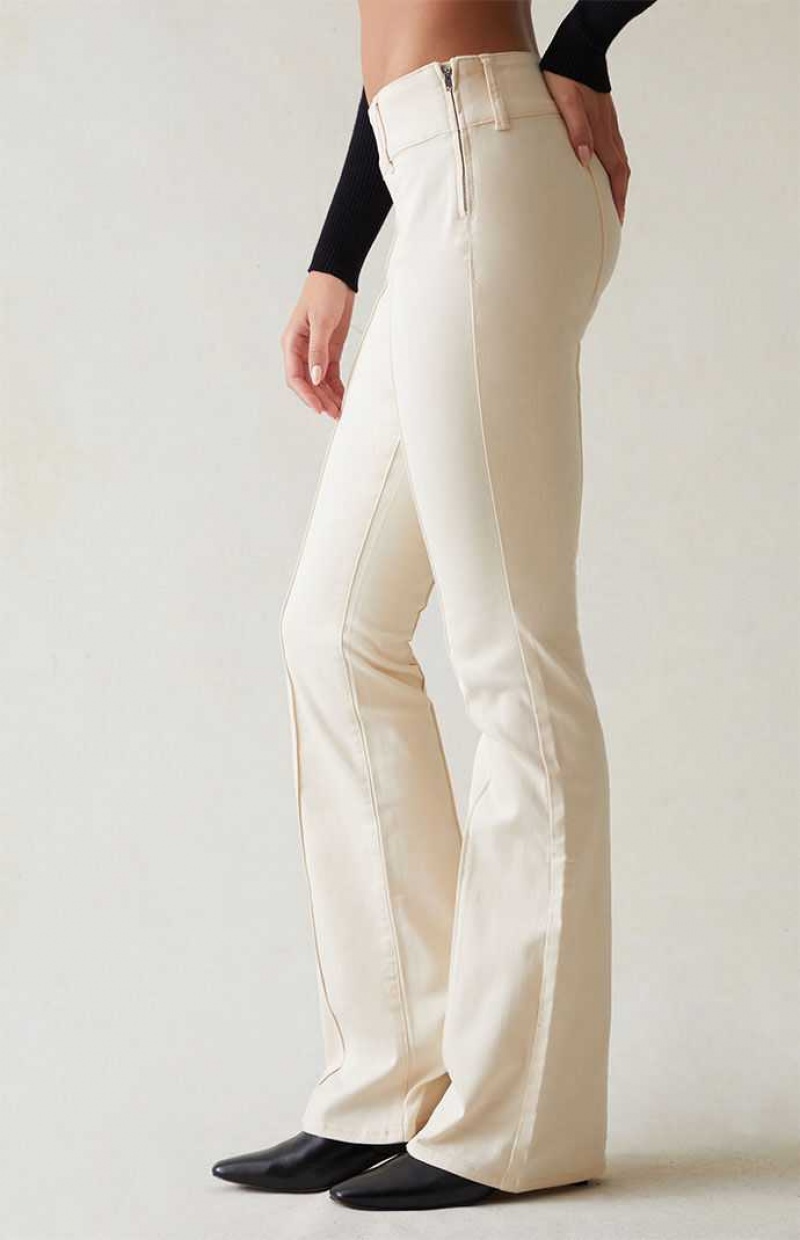 Pantalons PacSun Stretch Cream Low Rise Flare Femme Blanche | 510348DHJ