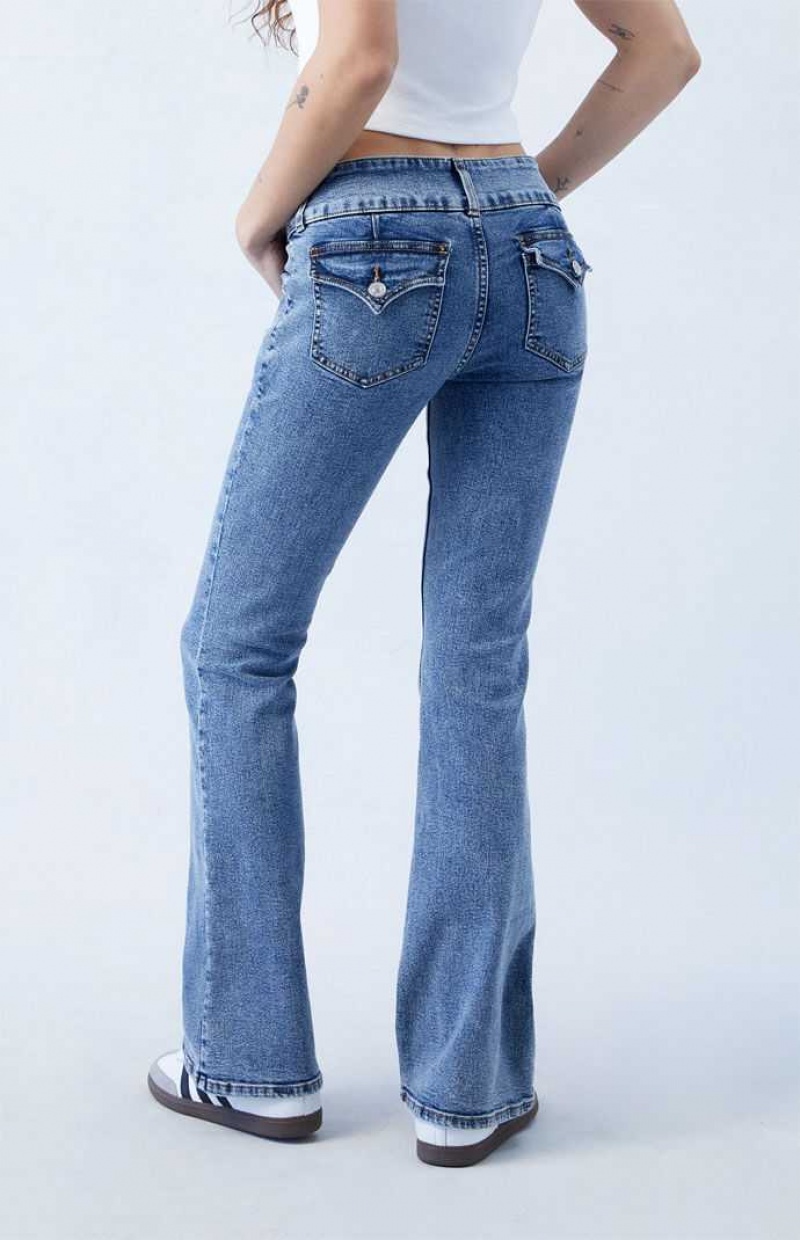 Pantalons PacSun Stretch Dark Indigo Low Rise Bootcut Femme Indigo | 406583OGV