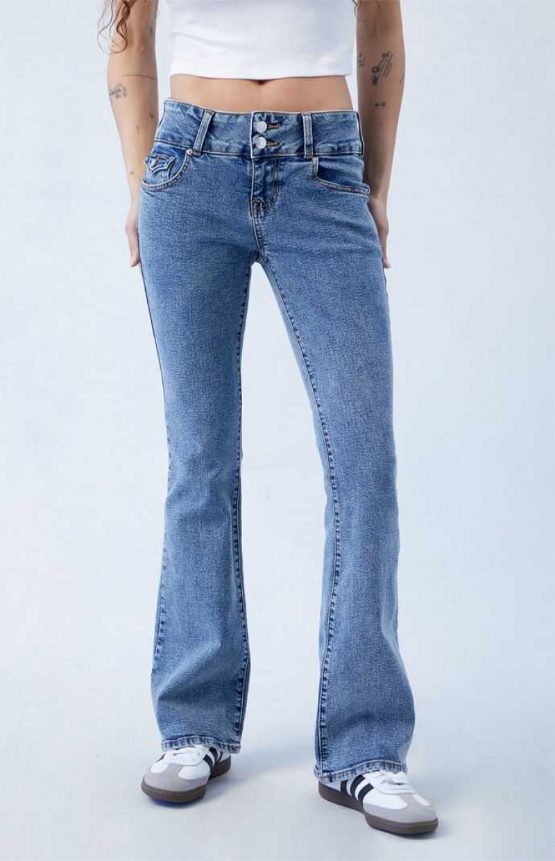 Pantalons PacSun Stretch Dark Indigo Low Rise Bootcut Femme Indigo | 406583OGV