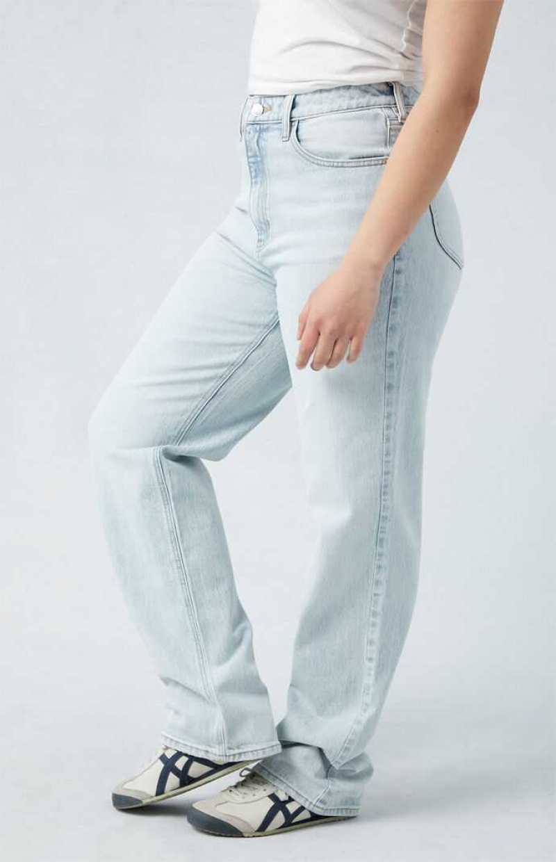 Pantalons PacSun Stretch Light Indigo Curve '90s Boyfriend Femme Indigo | 985427HZS