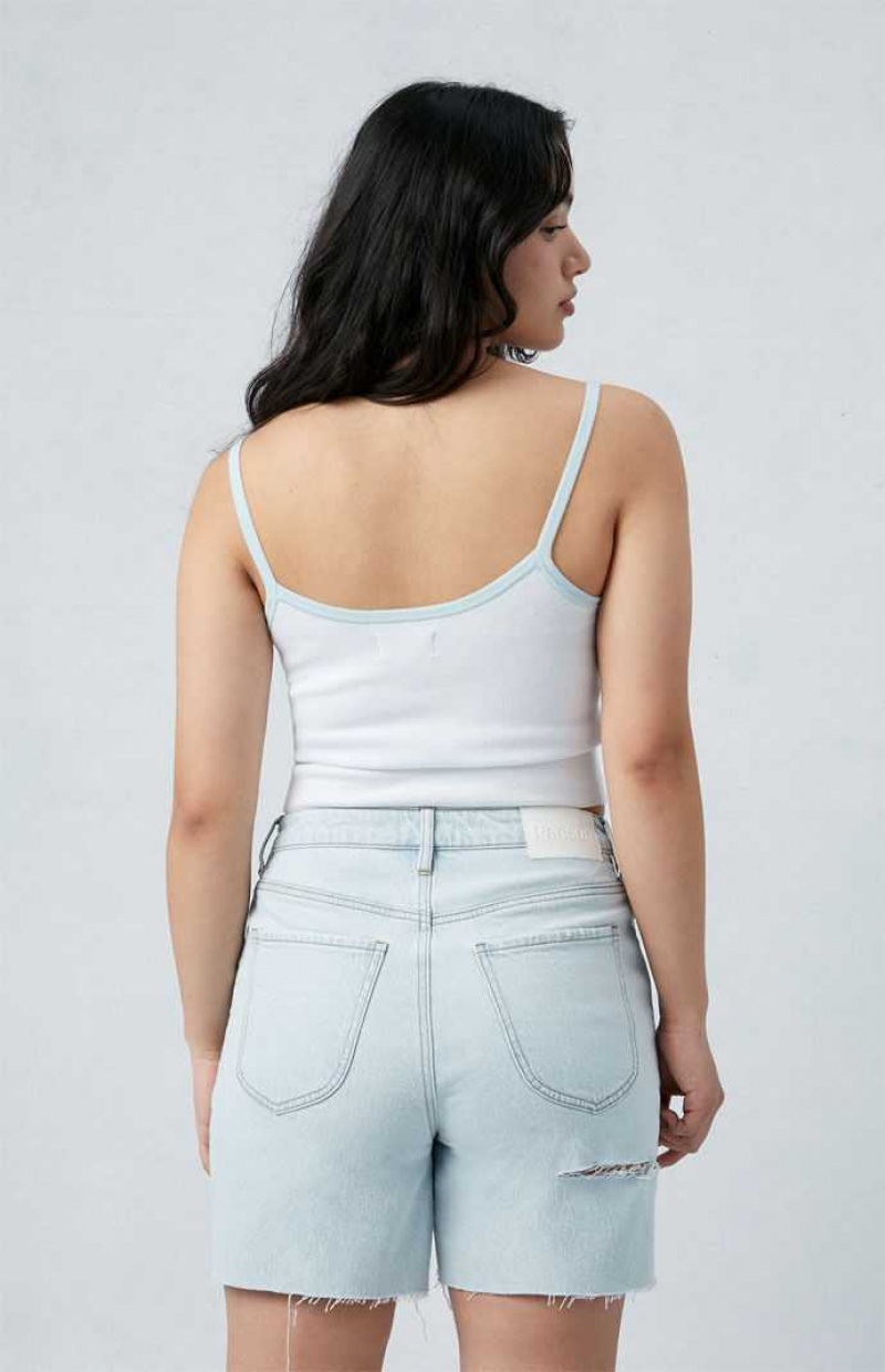 Pantalons PacSun Stretch Light Indigo Curve Denim Dad Femme Indigo Clair | 185670HYL