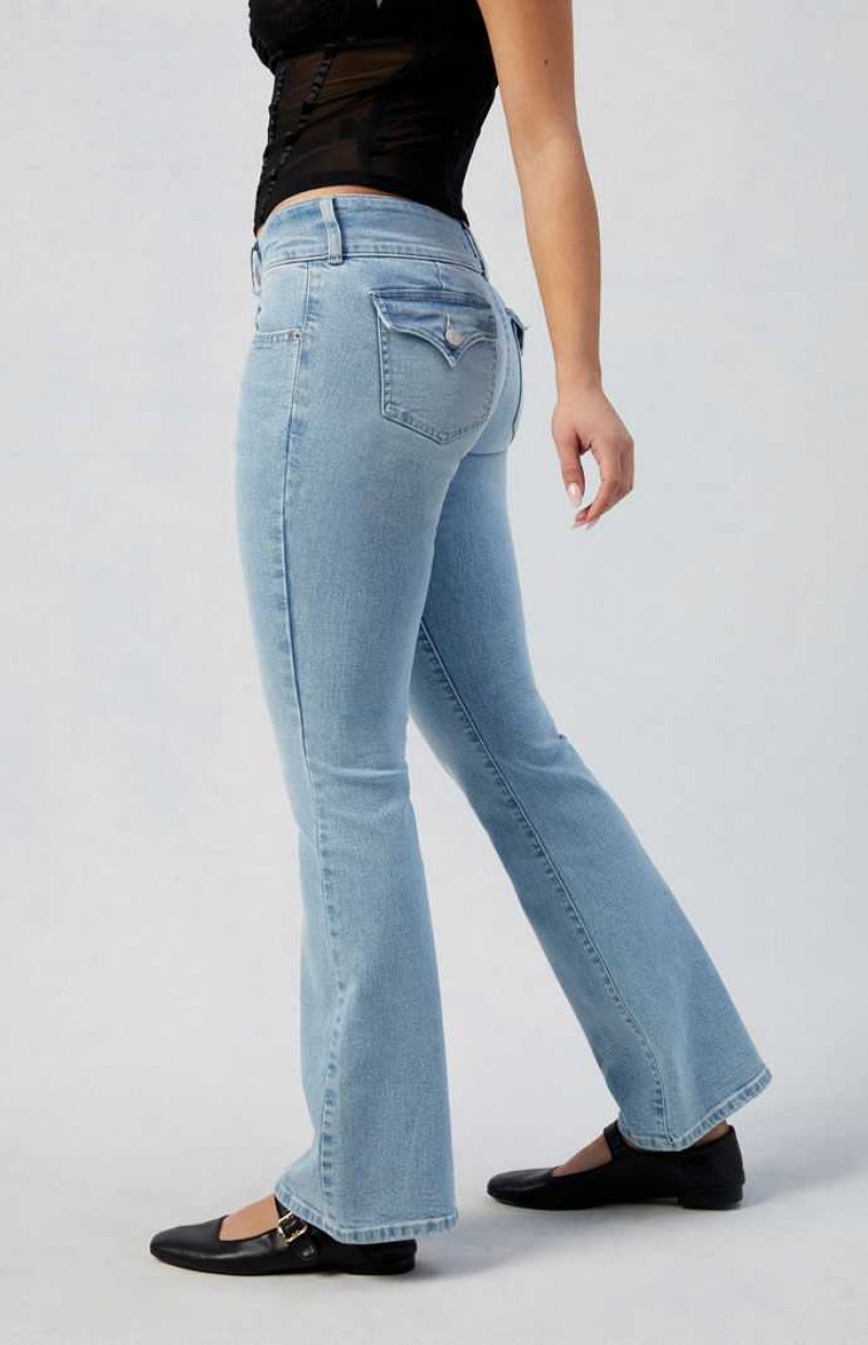 Pantalons PacSun Stretch Light Indigo Low Rise Bootcut Femme Indigo | 049568AJF