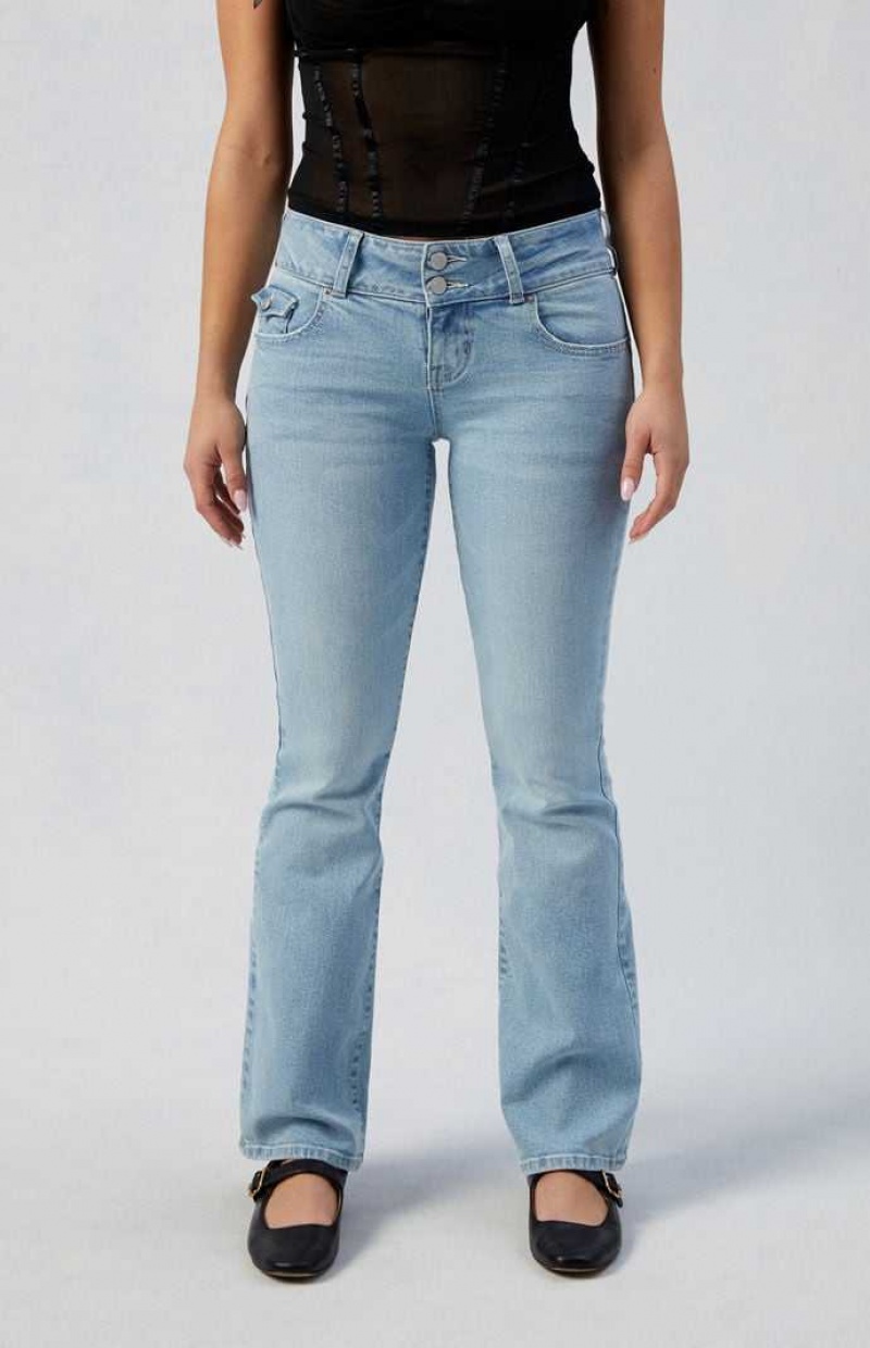 Pantalons PacSun Stretch Light Indigo Low Rise Bootcut Femme Indigo | 049568AJF