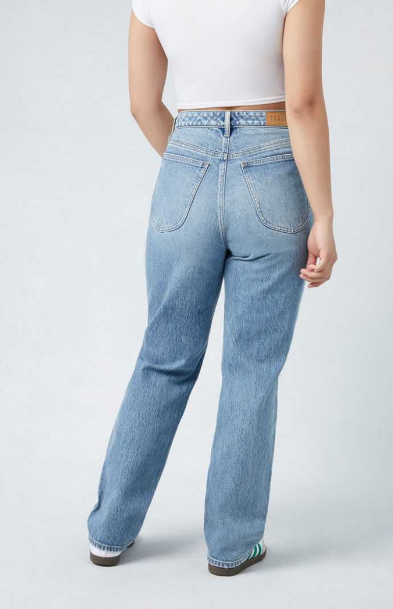 Pantalons PacSun Stretch Medium Indigo Curve Dad Femme Indigo | 807293OSL