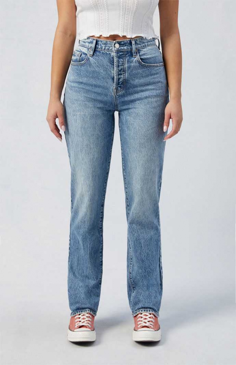 Pantalons PacSun Stretch Medium Indigo Dad Femme Indigo | 836540DZL