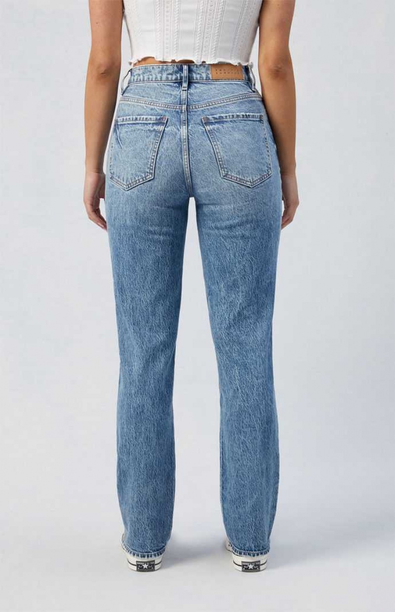 Pantalons PacSun Stretch Medium Indigo Dad Femme Indigo | 836540DZL