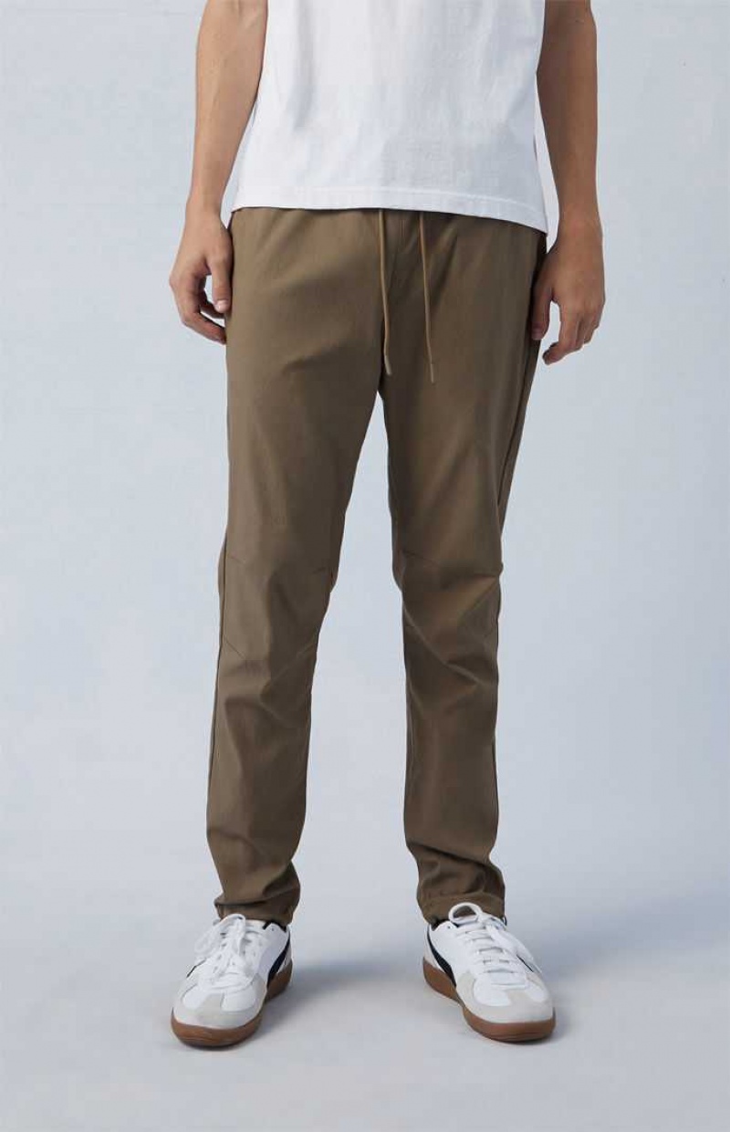 Pantalons PacSun Stretch Performance Brown Slim Homme Marron | 095371JMX