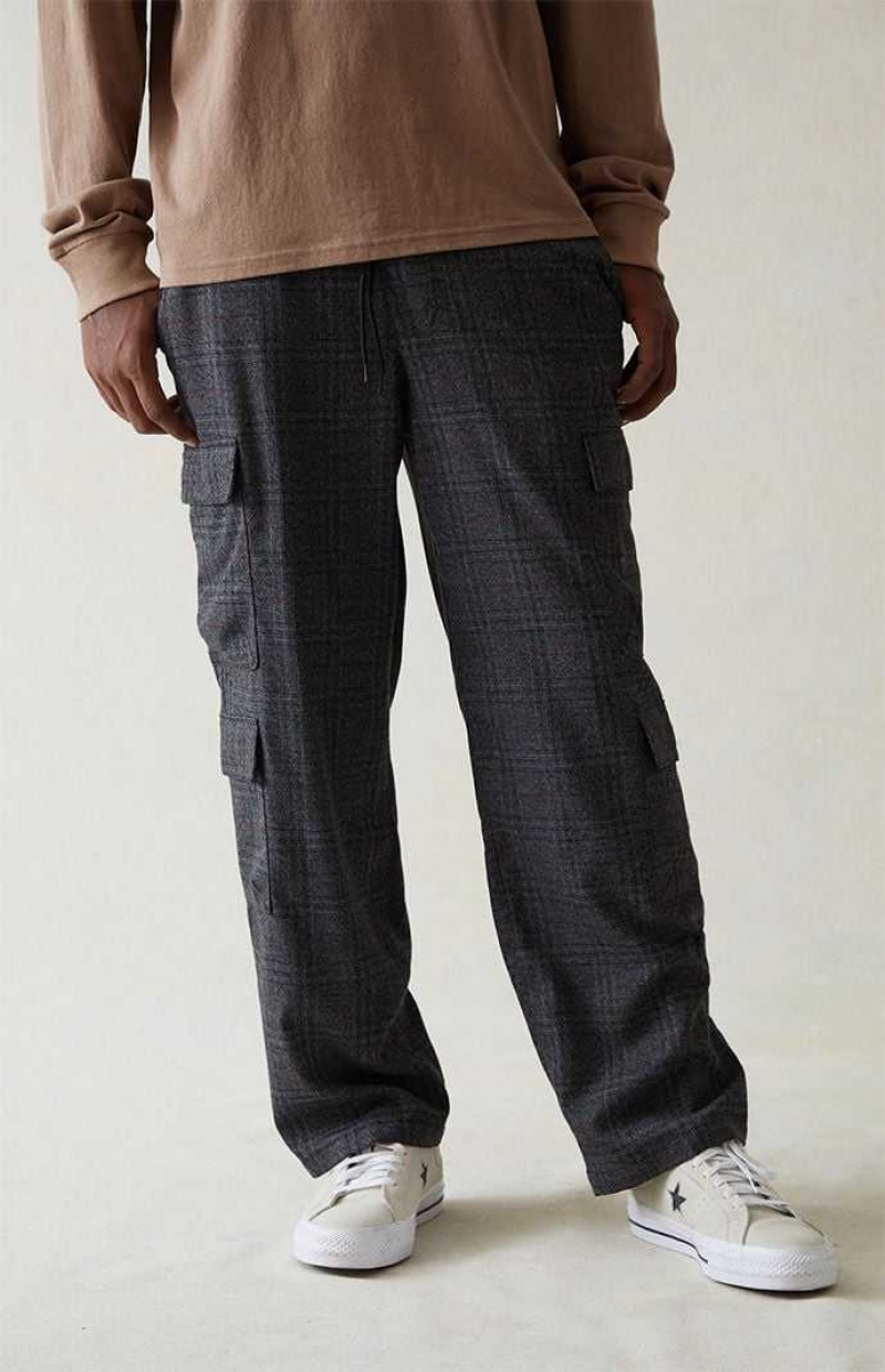 Pantalons PacSun Stretch Plaid Cargo Homme Grise | 327519KGS