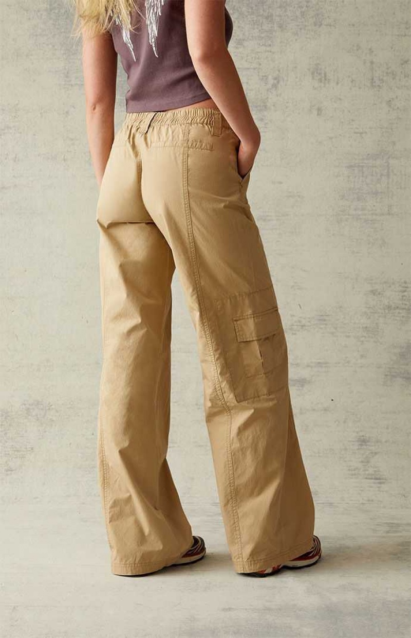 Pantalons PacSun Tan Low Rise Puddle Femme Marron | 048751AVL