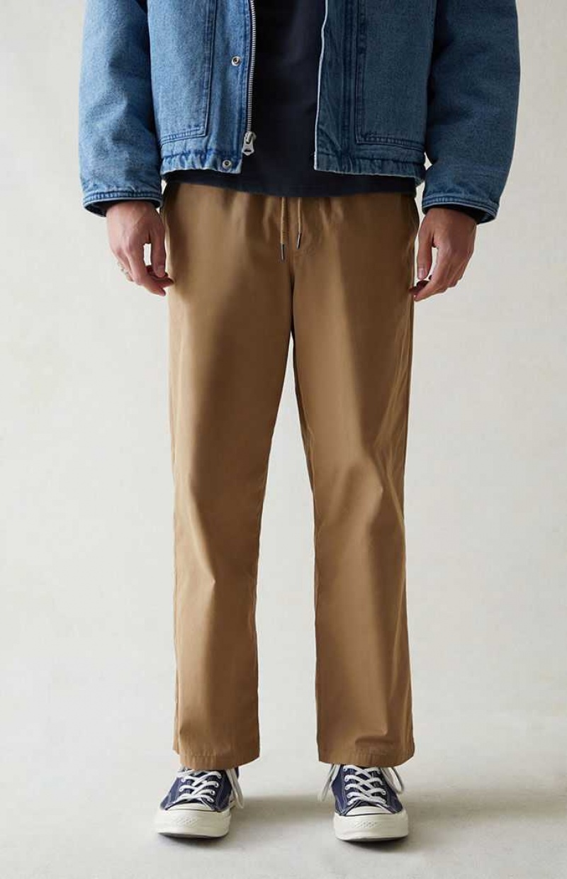 Pantalons PacSun Tela Brown Droit Homme Marron | 463750VOT