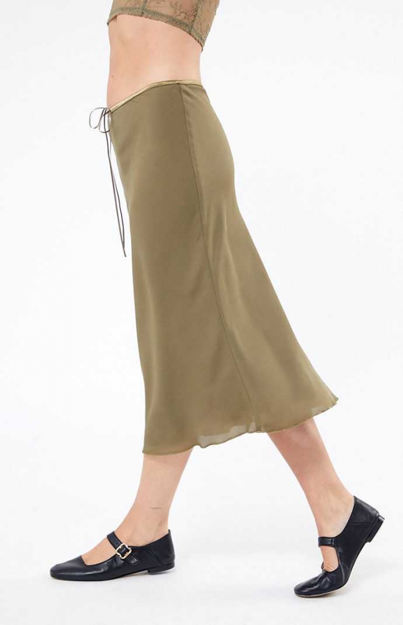 Pantalons PacSun Tie Midi Skirt Femme Vert Olive | 965103BNW