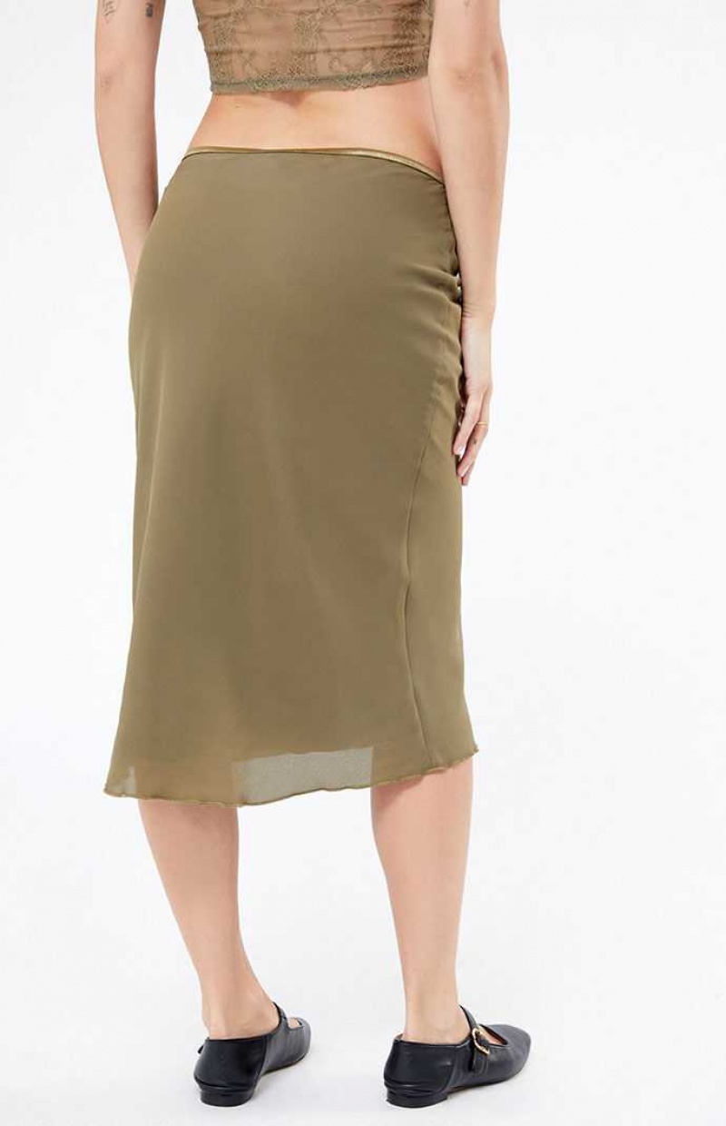 Pantalons PacSun Tie Midi Skirt Femme Vert Olive | 965103BNW