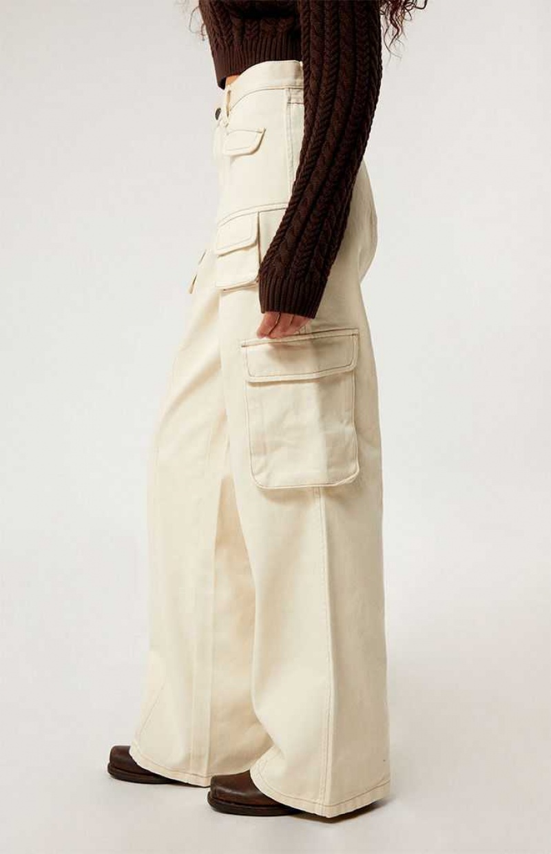 Pantalons PacSun Vanilla Mid Rise gy Cargo Femme Jaune Clair | 975238XVC