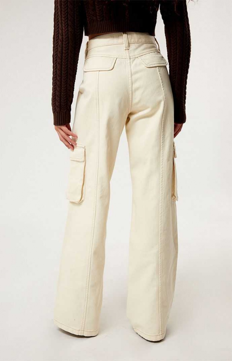 Pantalons PacSun Vanilla Mid Rise gy Cargo Femme Jaune Clair | 975238XVC