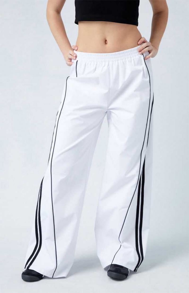 Pantalons PacSun Variegated Rayé Piste Femme Blanche Noir | 192830IKW