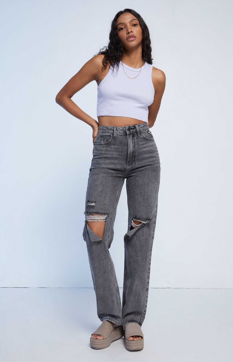 Pantalons PacSun Washed Black Ripped '90s Boyfriend Femme Noir | 650372BHA