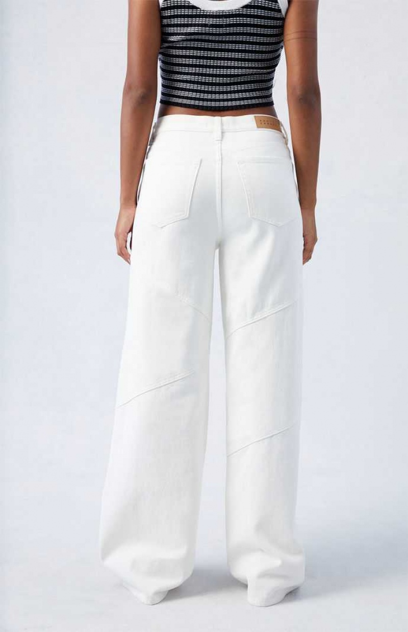 Pantalons PacSun White Paneled Dakota Mid Rise gy Femme Indigo | 914652ZKE