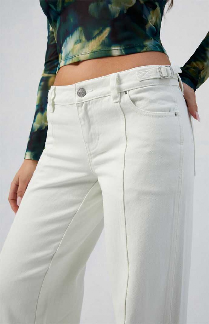 Pantalons PacSun White Paneled Low Rise gy Femme Indigo | 372164JMV