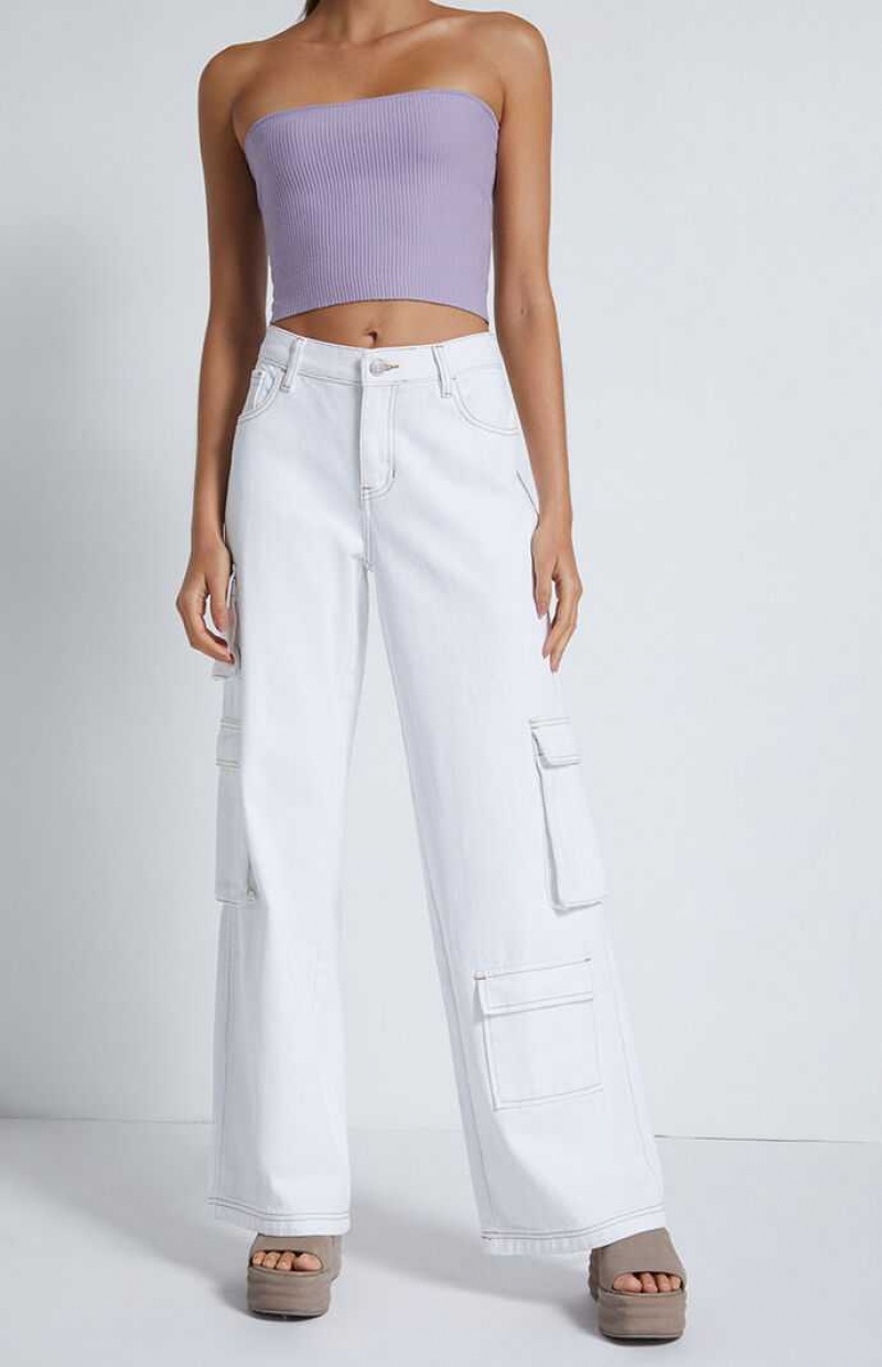 Pantalons PacSun White gy Cargo Femme Blanche | 149527BTU