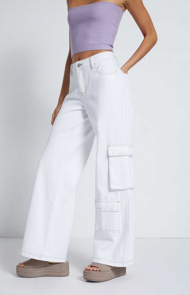 Pantalons PacSun White gy Cargo Femme Blanche | 149527BTU