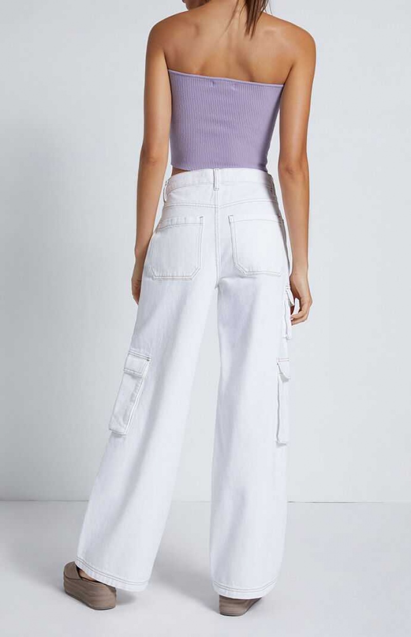 Pantalons PacSun White gy Cargo Femme Blanche | 149527BTU