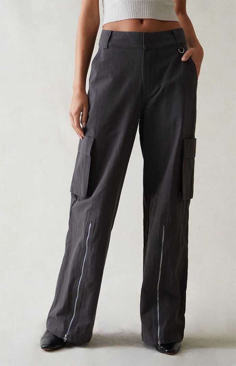 Pantalons PacSun Zip Cargo Femme Grise | 428359EHF