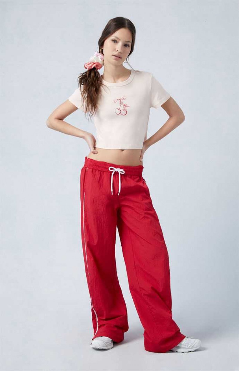 Pantalons PacSun Zip Up Piste Femme Rouge | 401892JEL